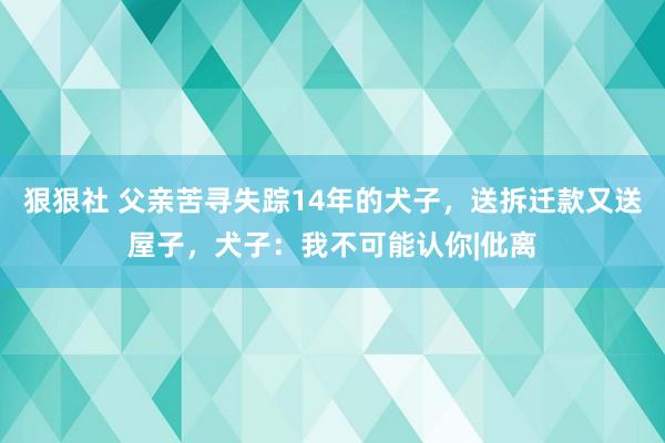 狠狠社 父亲苦寻失踪14年的犬子，送拆迁款又送屋子，犬子：我不可能认你|仳离